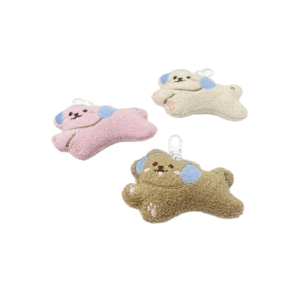 Porta-Chaves Pelúcia Adorável de Orelha de Cachorro - Acessório Feminino Macio para Capas de Celular e Bolsas
