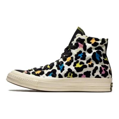 1970s Chuck Taylor All Star Leopard Print Trend High Top Espadrilles Women's White & Black Colour