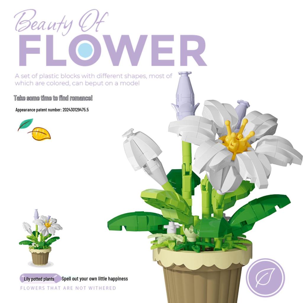 Bionic Eternal Flower Building Blocks: Sunflower and Rose Assembly Toy for Children