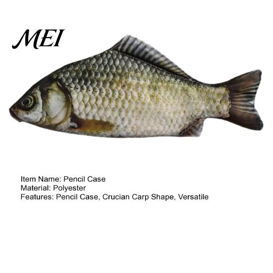 Lustiges Federmäppchen, Realistisches Karauschen-Mäppchen, 3D-Bionischer Fischform-Schreibwarenbeutel, Großer Reißverschluss-Organizer, für Schüler und Büro