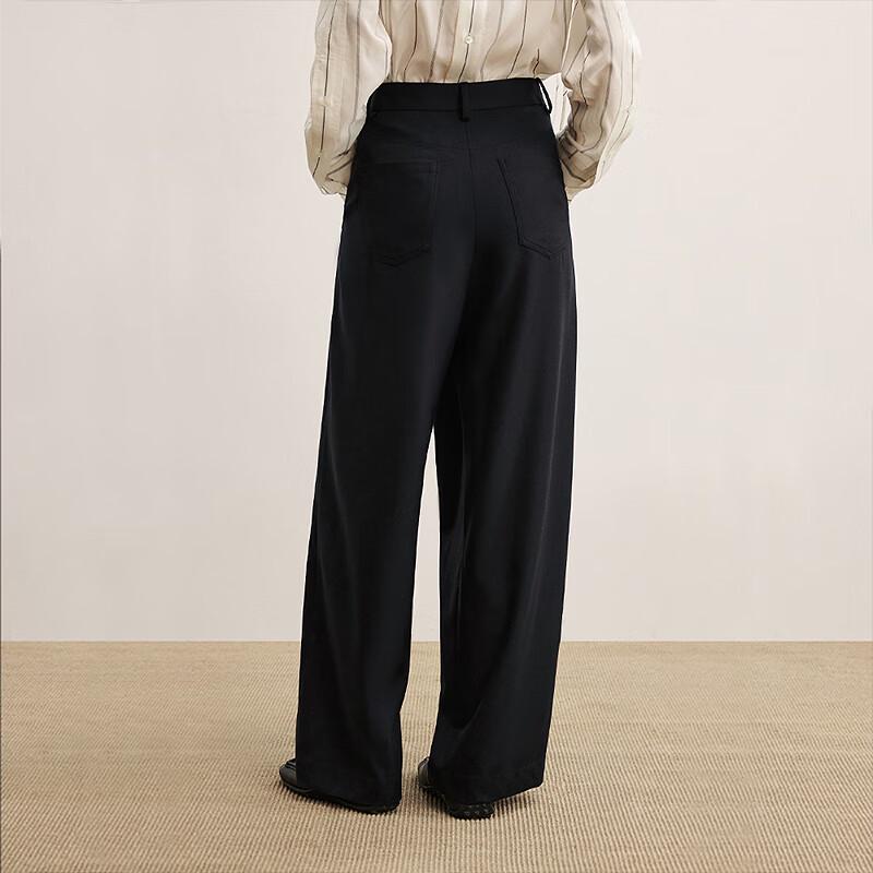 LESS 2025 Autumn Wool Silk Blend Casual Trousers