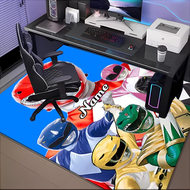 Custom Name Power Rangers City Adventure Rug for Living Room, Game Rooms, Office, Bedroom, Floor Mat Playful Design, fan gifts Christmas decor