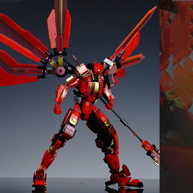 511pcs Red Mecha Assembly Building Blocks Model Robot Children's Educational Toys For Christmas Gifts 46cm