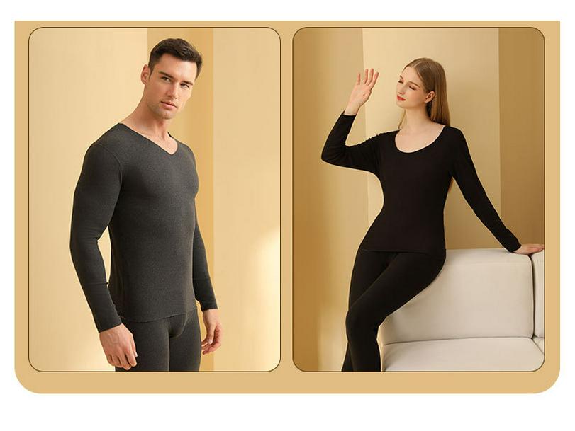 Men's & Women's Seamless Fleece-Lined Thermal Underwear Set for Autumn & Winter