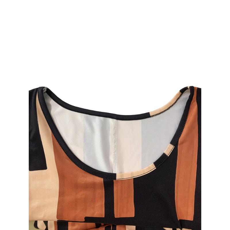 Allover-Print-Kleid mit Rundhalsausschnitt, lässiges ärmelloses Kleid für Frühling und Sommer, Damenbekleidung