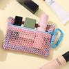 1pc Transparent Mesh Makeup Bag,Stylish Portable  Cosmetic Pouch with Zipper,Flat Design for Toiletries and Makeup Storage