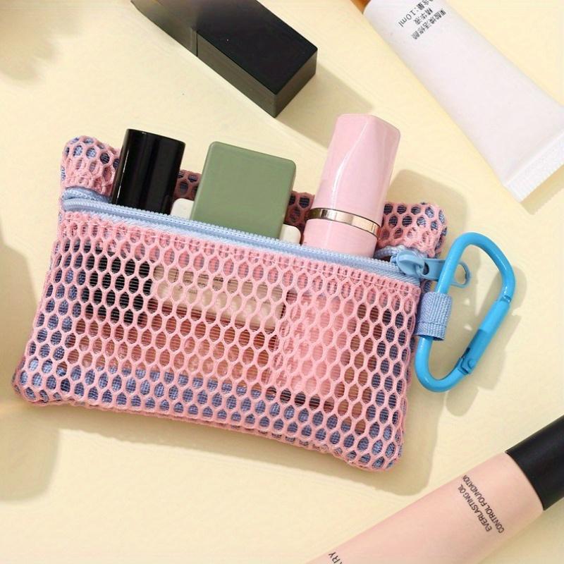 1pc Transparent Mesh Makeup Bag,Stylish Portable Cosmetic Pouch with Zipper,Flat Design for Toiletries and Makeup Storage