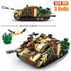 524Pcs WW2 0858 Armored Fighting Tank Model Building Blocks Military Army Series UK US Style Children's Toy Bricks Birthday Gift