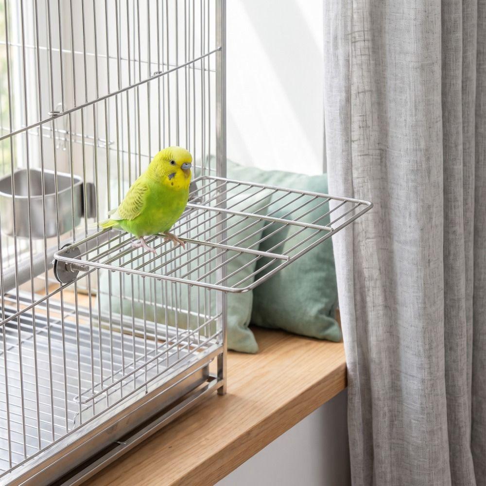 Plataforma de Percha Resistente al Óxido para Pájaros Plataforma de Actividad de Jaula para Pájaros de Acero Inoxidable Ratas