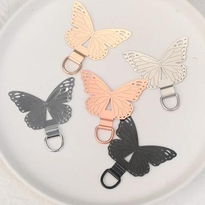 Schmetterlingsform Edelstahl Handy-Befestigungspatch Dichtung Ultradünne Handy-Gurtteile Lanyard Sicherheitsverbindungsstück