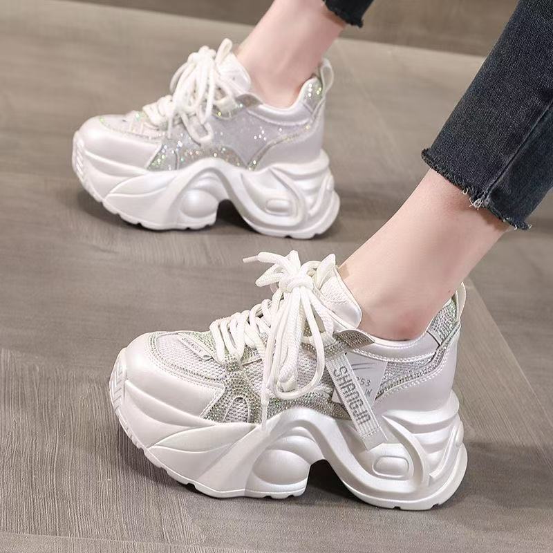New Mesh Breathable Thick-soled Heightening Dad Shoes Women's Summer Small Sports Lightweight Fashion Casual Shoes