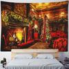 Christmas Scene Tapestry Wall Hanging Christmas Tree Fireplace Santa Claus Home Decoration Bohemian Hippie Printed Cloth