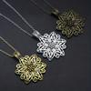 Hollow Big Flower Pendant Necklace Sweater Chain Floral Design Stylish Retro Victoriano Jewelry For Women Men Mother, Wife, Sister Accessories