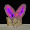 LED Light Glowing Plush Headband Funny Luminous Bunny Headband Rabbit Ear Hairband  Music Festival