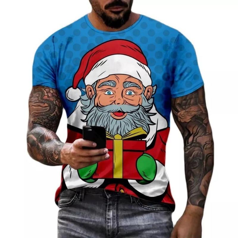 3D Digital Printed Christmas Top Men's Short Sleeve Crew Neck T-Shirt