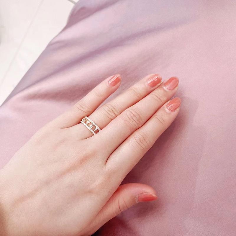 V Gold Dewdrop Ring: Women's 18K Rose Gold with Luxury Hollow Design and Full Diamonds, Non-Fading