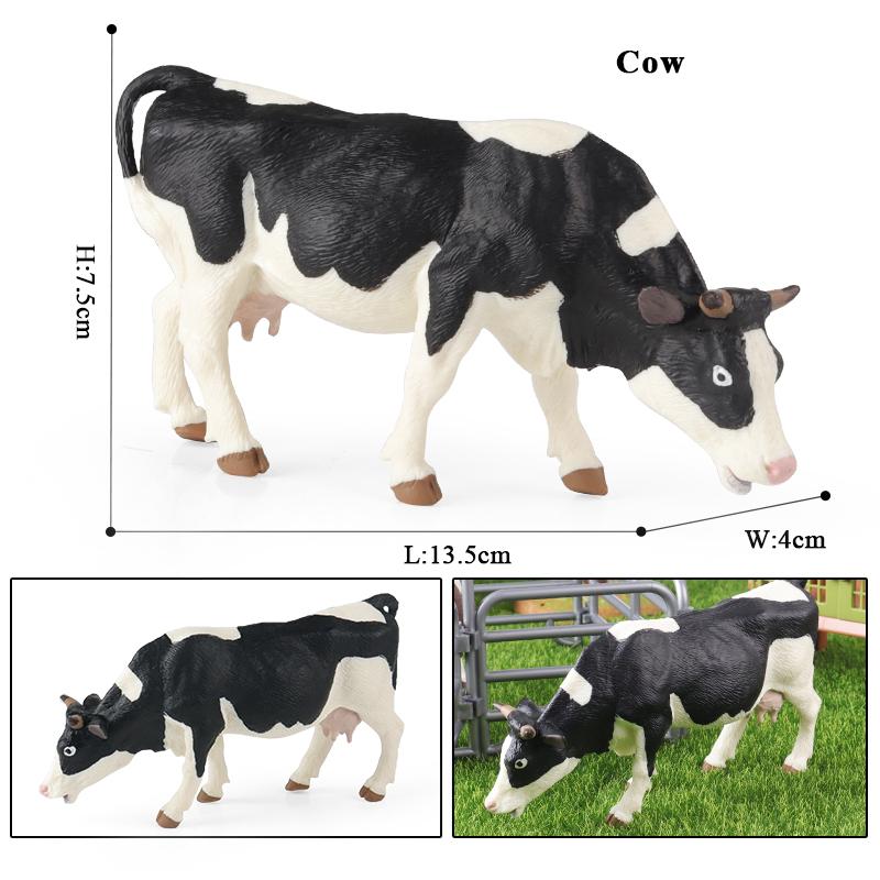Oenux Simulation Cute Farm Animals Milk Cow Cattle Calf Angus Bull OX Buffalo Model Action Figures Educational Cute Toy Kid Gift