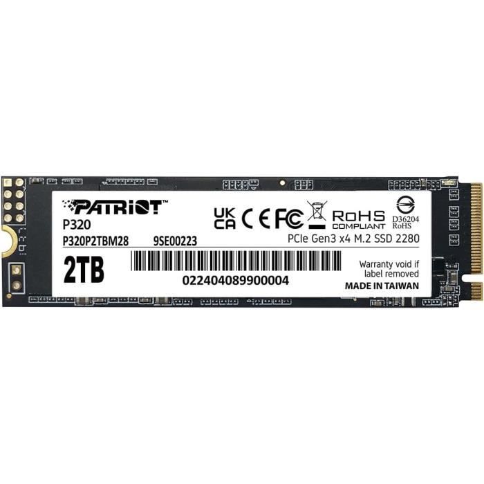 Ssd - patriot memory - p320 - 2 to - nvme pcie gen 3x4 - m.2 2280 - 3000mb/s lecture