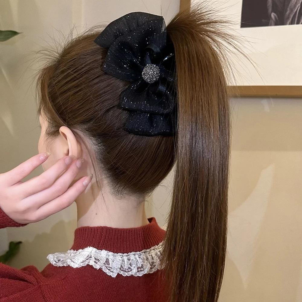 2pcs  Summer Headwear Fashion Simple Temperament Hair Clip Back Of The Head Shark  Clip  WOMEN'S Bow Hair Clip