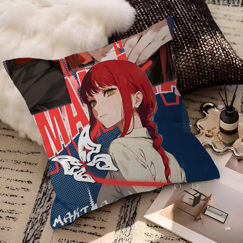 Anime M-Makima Chainsaw Man Cushion Cover Inches Farmhouse Decor Home Throw Pillow Covers for Couch Decorations