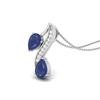 Blue Sapphire Dual Drop Wave Design Pendant - Stelring Silver