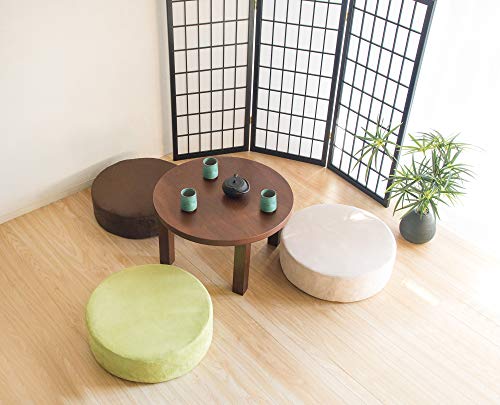 Miyatake Seisakusho CN-50RDBR Dark Brown Round Zabuton Cushion, 50cm Diameter x 50cm Depth x 15cm Height, for Living Room