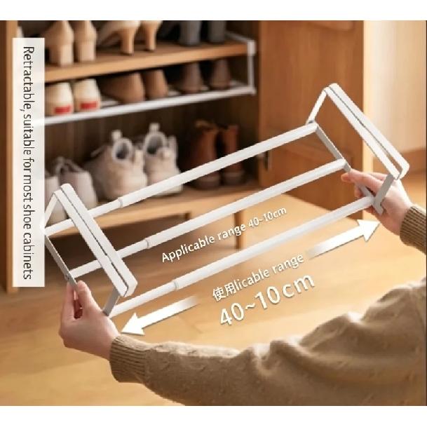 Adjustable Shoe Rack | Space-Saving Layered Organizer For Home Shoe Cabinets | Under-Shelf Shoe White