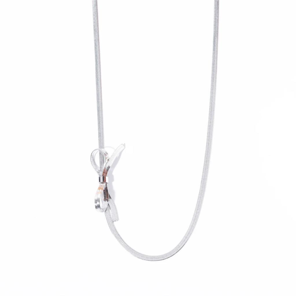 1PC Minimalist Knot Bow Choker Necklace for Women 18k Gold Plated Stainless Steel Tiny Snake Chain Necklaces Wedding Jewelry Gift