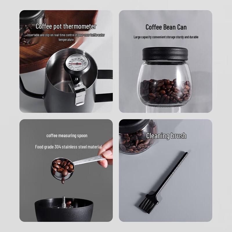 STAR-START Deluxe Pour-Over Coffee Gift Set with Wood Grain Grinder