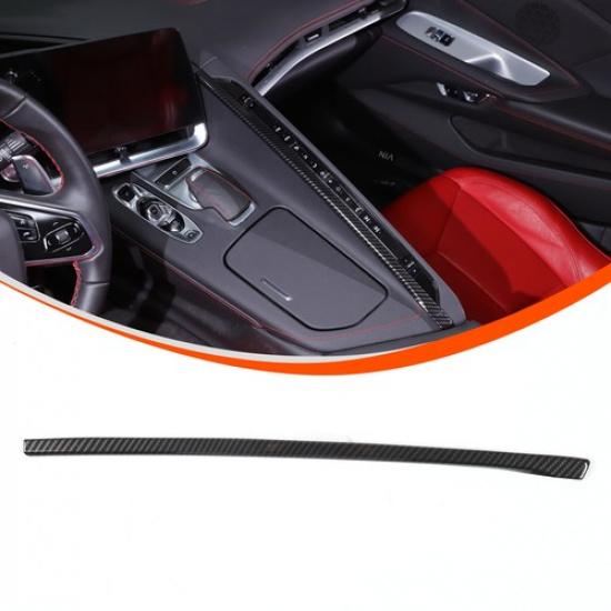 ABS Carbon Fiber Center Gear Left Side Strip Trim Cover For Corvette C8 -25
