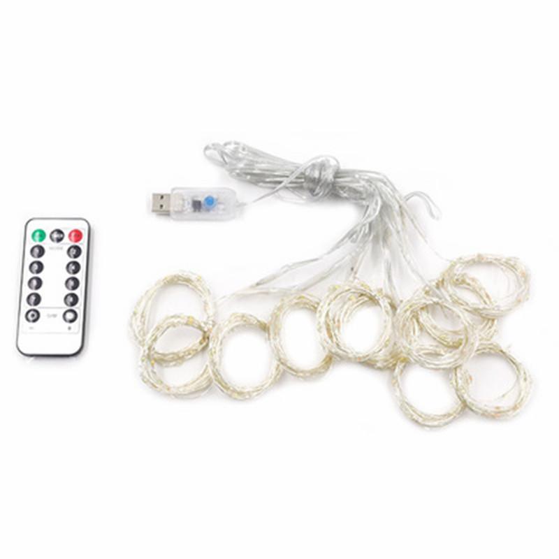 USB Remote-Control LED Curtain Lights with 8 Functions - Colorful Copper Wire String for Christmas & Festival Decoration