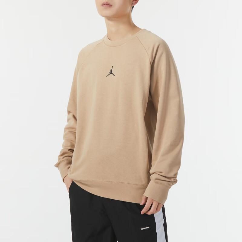 Jordan Solid Logo Running Fitness Training Casual Long Sleeve Sweatshirt Men Tops Light-Khaki DV1287-244
