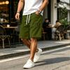 Men's Casual Corduroy Drawstring Shorts with Patch Pockets and Adjustable Waistband Comfortable Fit for Everyday Wear