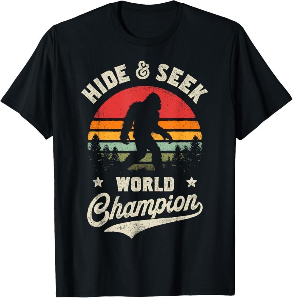

Bigfoot Hide And Seek World Champion Sasquatch Retro Vintage Gift Unisex T-Shirt L