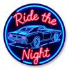 Vintage Muscle Car Neon Sign  Aluminum Wall Art  Night Ride Blue  White Bar Cafe Beach Decor