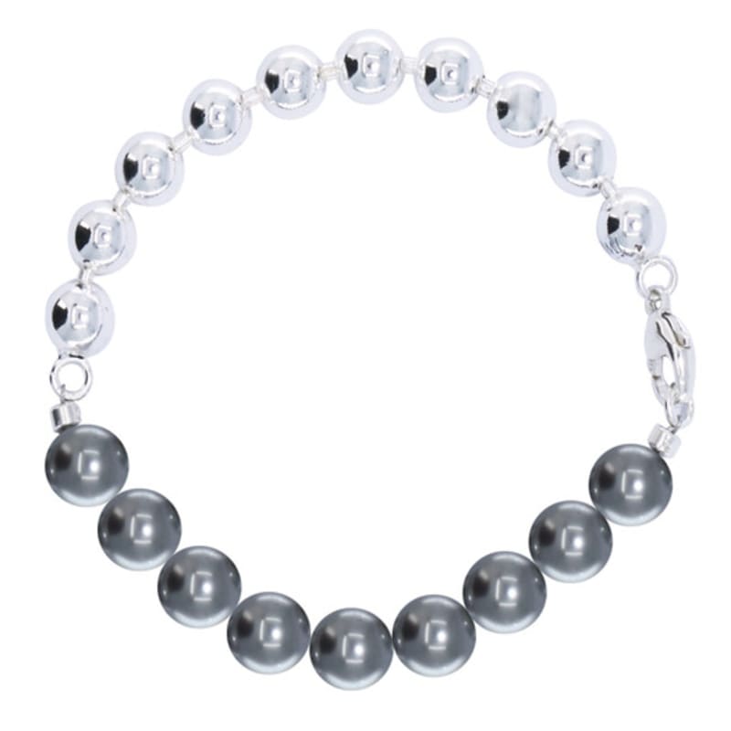 jewelCOUNTY Half & Half Silver Ball Chain Bracelet[92.5Silver/Grey]