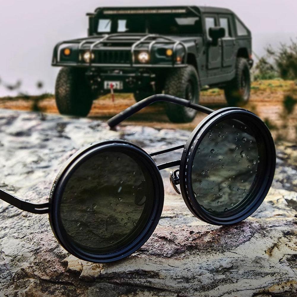 Adjustable 1-9 Sunglasses with ND Filter Lenses Fishing Rounded Polarized Glasses Fishing Filter Glasses for Men nero