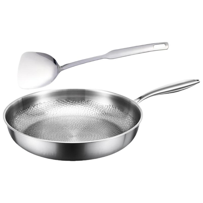 Titaniums Frying Pan With Spatula Set Nonstick Cookware Scratch Proof For All Stovetops Easy Cleaning Hammered Design