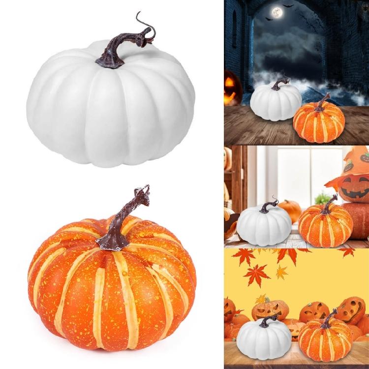Halloween Artificial Pumpkin Figures Desk Decorations White/Yellow Pumpkin Ornaments Festival Parties Decorations