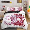 Rose Duvet Cover Collection Red And White Rose Bedding Collection For Lover Couple Polyester Comforter Cover ValentineS Day Gift King Size