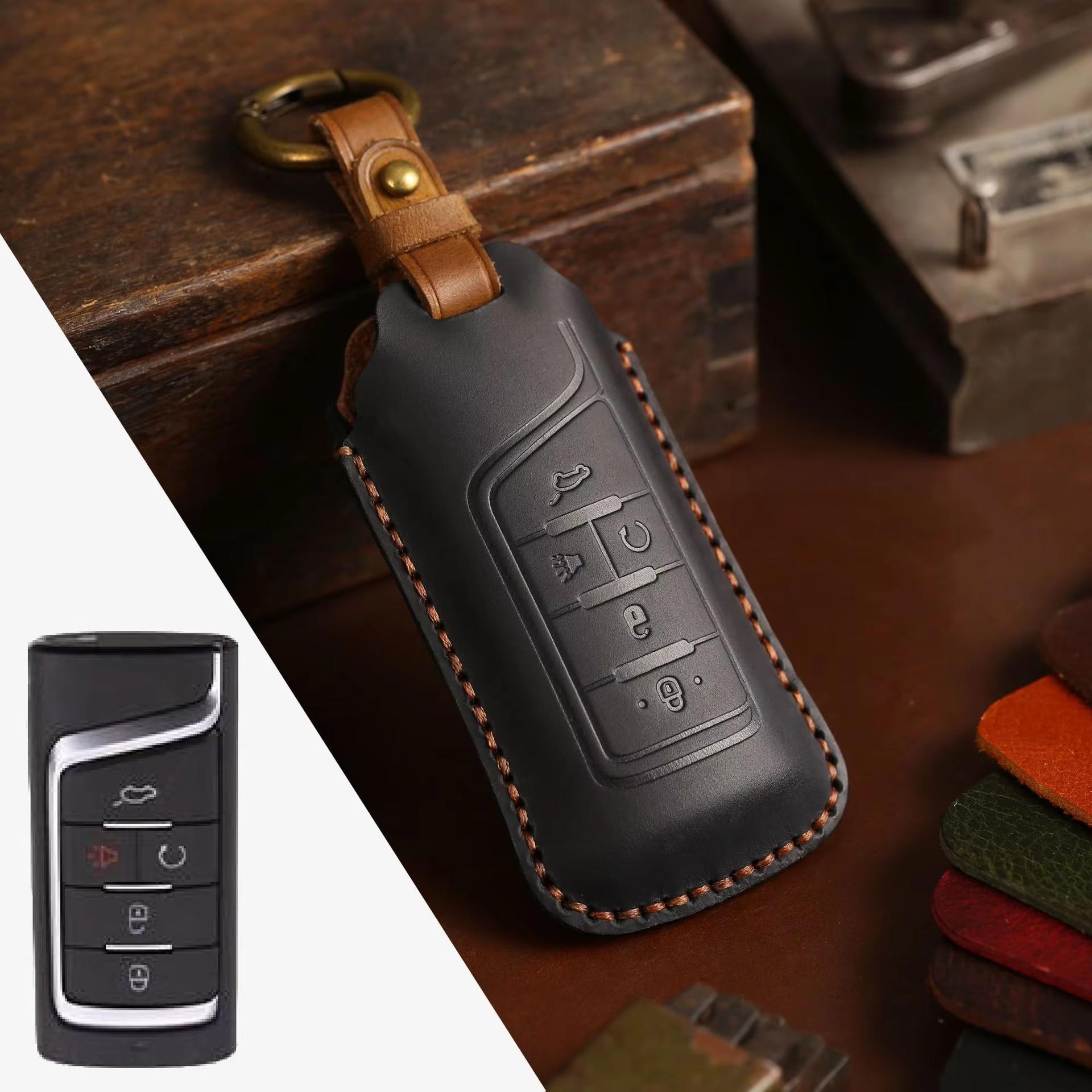 Premium Genuine Leather Key Fob Cover for GAC Trumpchi M8 M6 GS4 GS4 PLUS GS8 GA6 Smart Key Anti-Scratch Protective Case (as the picture,15*8*4cm)