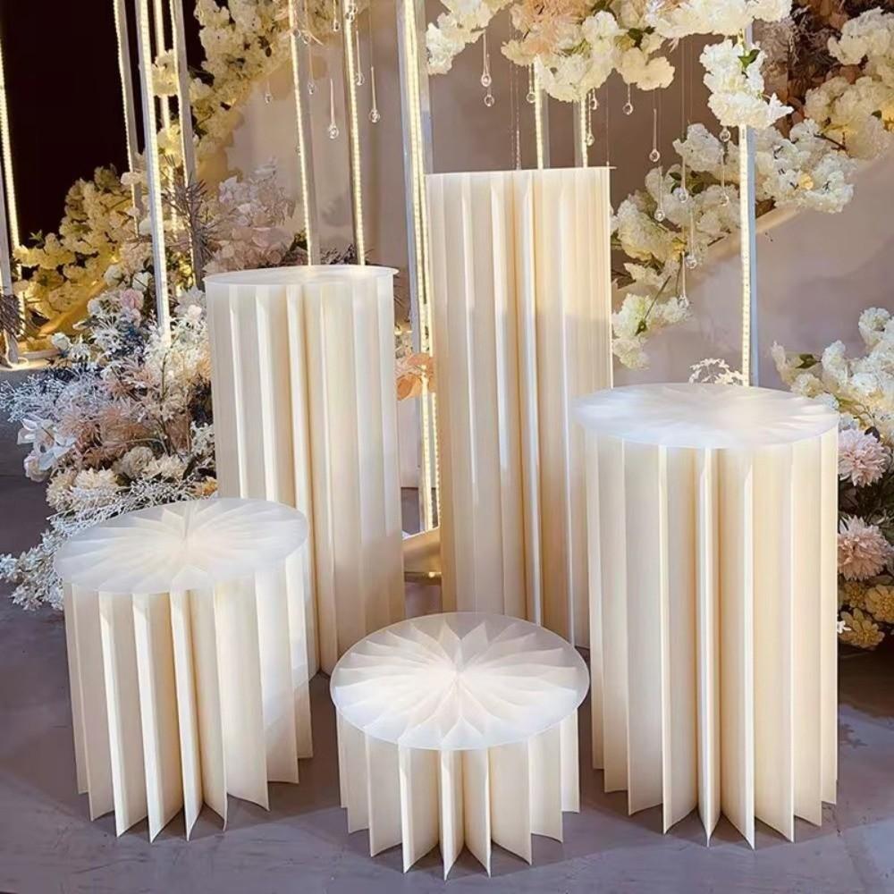 Paper Cylinder Display Stand Foldable Table Columns Roman Column Flower Stand  Wedding Party