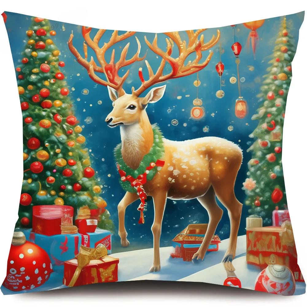 Weihnachts-Hirsch Kissenbezug Kissenbezug Sofakissenbezug Zimmer Heimdekoration