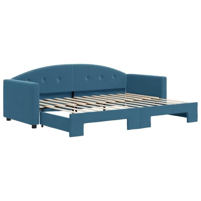 VidaXL Daybed with Pull-out Bed Blue 80x200 Cm Velvet 3197293