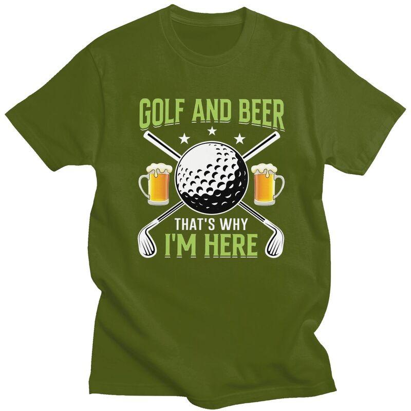 Custom Classic Golf And Beer T Shirts Men Tshirt Casual Tee Pure Cotton Slim Fit Tshirts Merch