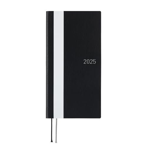 Hobonichi Techo 2025 Weeks White Line/Black Starting in April Weekly Notebook Weekly Left Slim Portrait