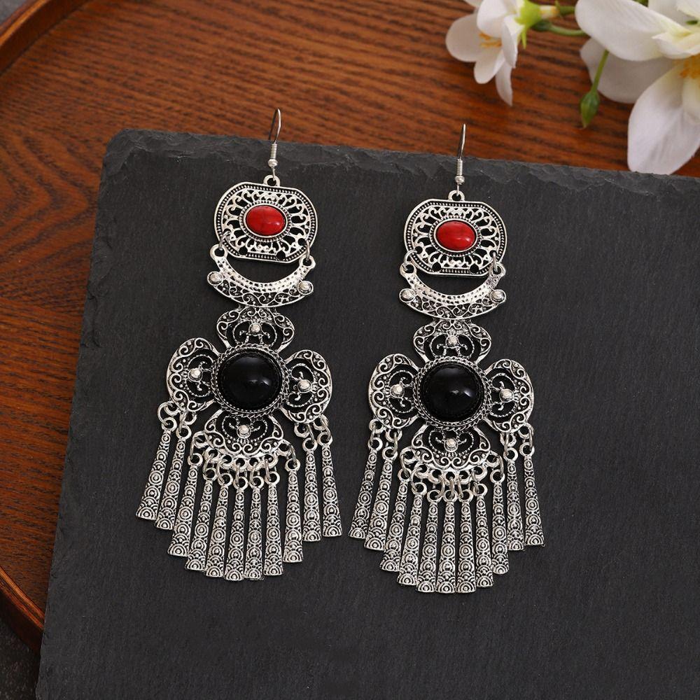 Luxury Rhinestone Pearls Ear Drop Zinc Zinc Alloy Ethnic Style Ear Studs Retro Tassel Earrings  Holiday
