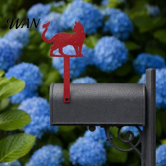 Outdoor Mailbox Sign Yard Iron Signage with Fixed Holes, Metal Cat Butterfly Decoration, Hole for Wood Leather Mailboxes Mounting