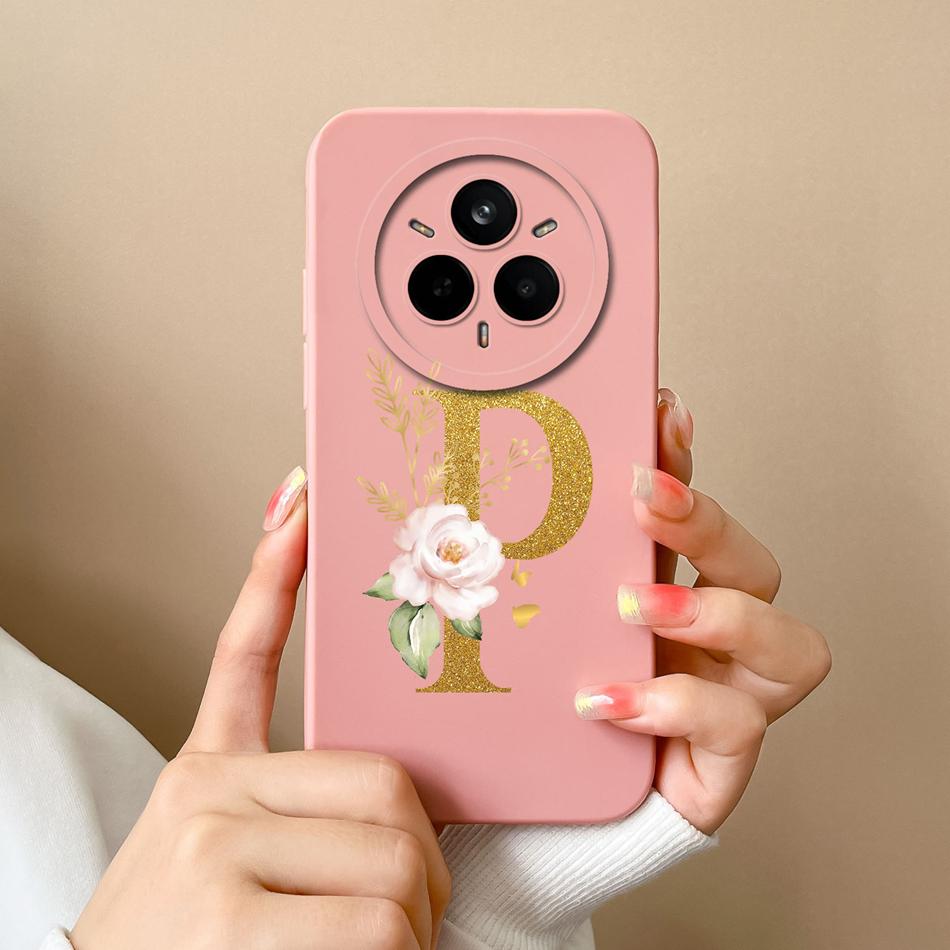 For Realme 14 Pro Plus Case Simple Letters Cover Soft Premium Liquid Silicone Funda Anti Drop Full Protection Phone Back Housing