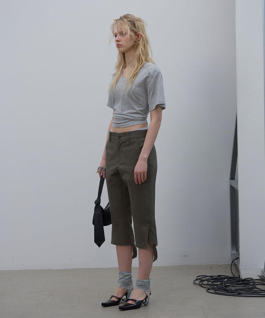 LCDC™ Back Slit V-Neck Top (Melange Gray)
